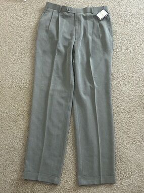Alan Flusser Pleated Dress Suit Pants Cuffed Men Size 36x34 Oatmeal Beige